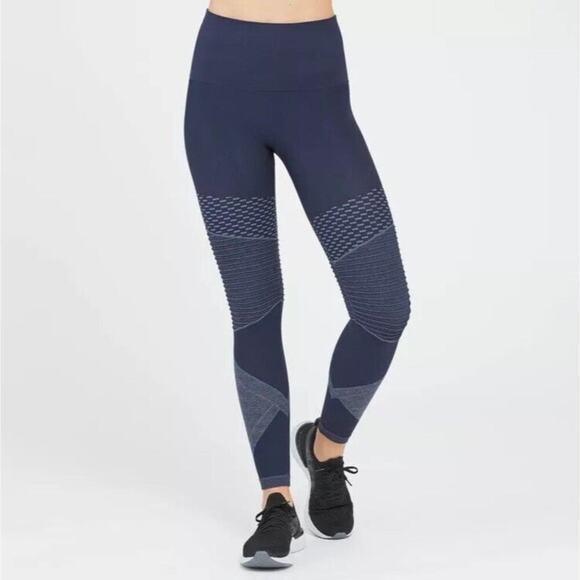 SPANX Look At Me Now 50200R Seamless Moto Leggings, Indigo Sky - Picture 1 of 6
